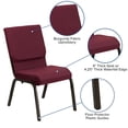 thumbnail image 2 of HERCULES Series 18.5''W Stacking Church Chair in Burgundy Patterned Fabric - Gold Vein Frame, 2 of 9