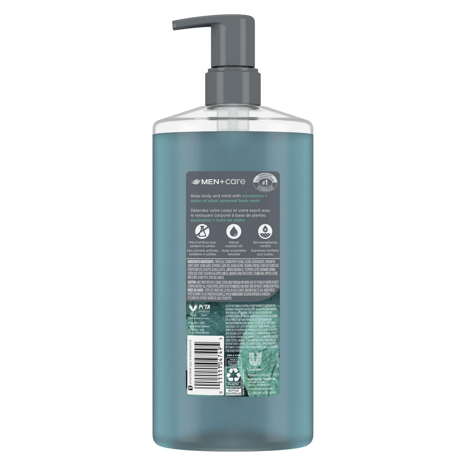 Dove Men+Care Nettoyant Corporel pour Réparer la Peau Sèche Eucalyptus + Huile de Cèdre, 769 ml