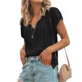 thumbnail image 1 of Women V Neck Short Sleeve Lace Crochet Hollow Out Solid Color T-Shirt, 1 of 2