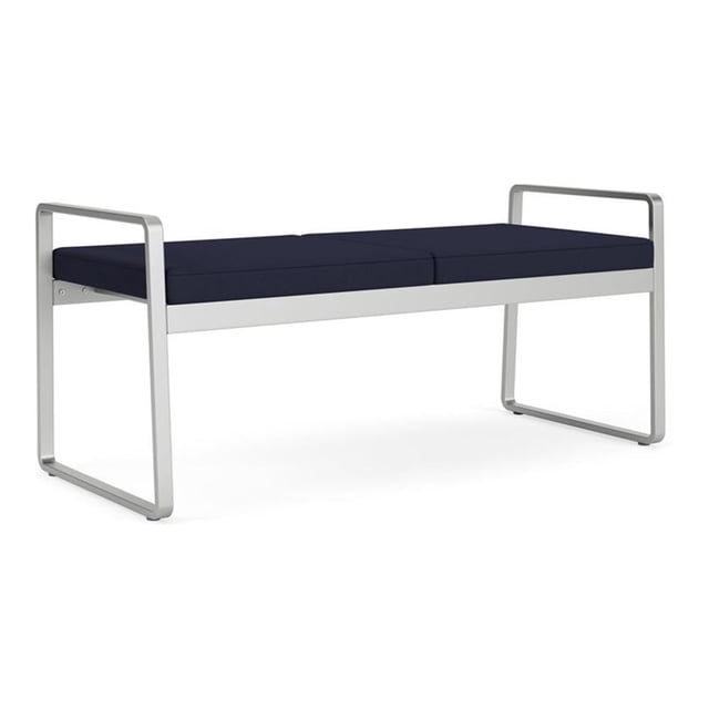 Gansett Reception Waiting Room 2-Seat Bench / Silver Steel / Navy Blue