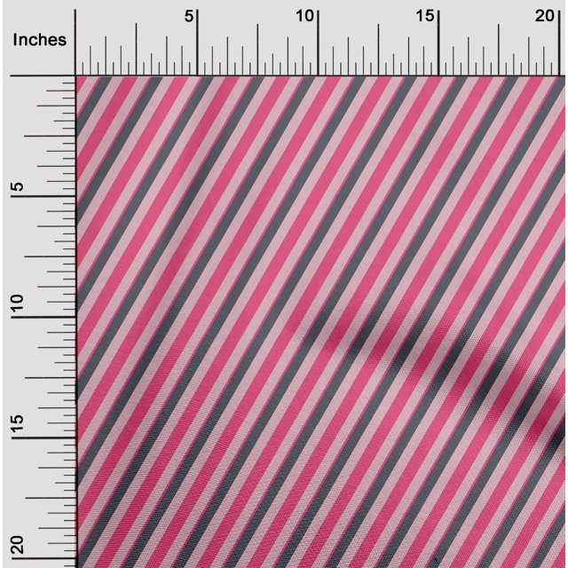 oneOone Tissu Polyester Lycra à Rayures Diagonales Imprimé au Mètre 56 Pouces de Large