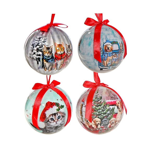 Ornements En Ruban Chats Et Chiens (Assortiment) (12/Disp) - Lot De 12