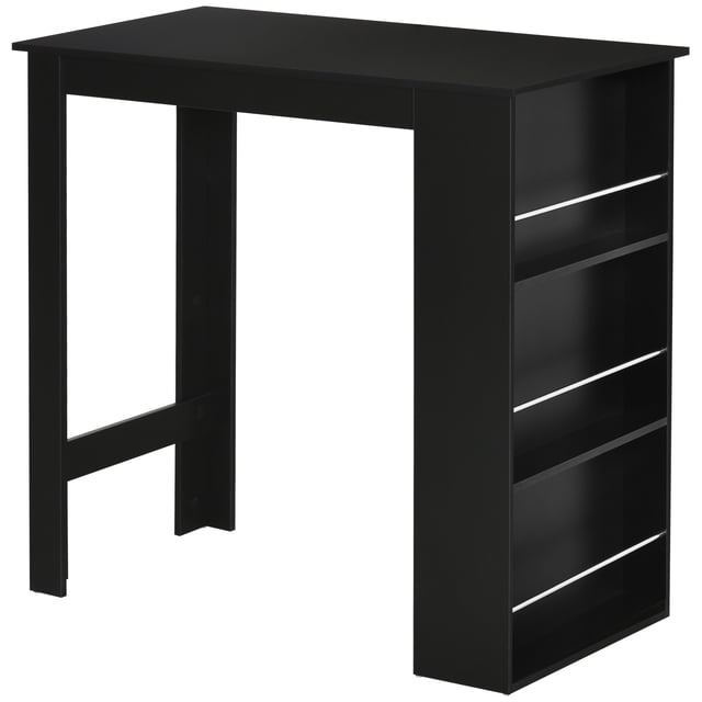 HOMCOM Table de Bar Hauteur Comptoir avec 3 Tablettes en Noir. Cette Table de Style Moderne Présente une surface Élégante et une Étagère à 3 Niveaux avec Garde-Corps Latéraux pour Ranger en Toute Sécurité des Bouteilles de Vin, des Ustensiles Ou des Souvenirs. Fabriquée en Panneau de Particules, Elle Mesure 44,1 Pouces de Large, 22,4 Pouces de Profondeur et 41,7 Pouces de Hauteur. les Tablettes Sont de 19,7 Pouces de Largeur, 6,5 Pouces de Profondeur et 13 Pouces de Hauteur, avec une Capacité de Charge de 110 Lb pour la Table et 11 Lb par Tablette. Idéale pour la Salle