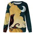 thumbnail image 4 of Hauts pour Femmes Chic Décontracté 2023 Halloween Imprimé Manches Longues Col Rond Chandail à Capuchon Décontracté Hauts Costumes d'Halloween pour Femmes en Liquidation, 4 of 5