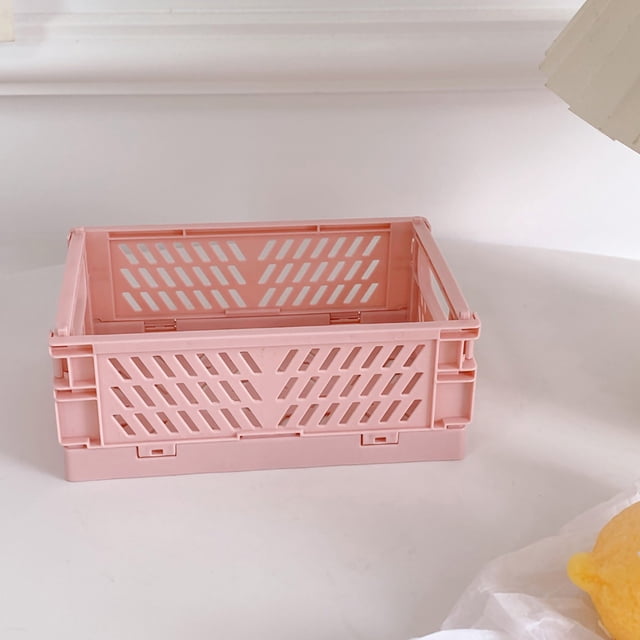 TopLLC Storage Bins Mini Foldable Plastic Storage Basket For Organizing Crates With Handles For Desks And Bedrooms Storage Bags