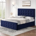 thumbnail image 1 of Eastvita Blue Queen Size Bed Frame with 4 Drawers/Adjustable Headboard, 1 of 6