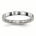 thumbnail image 1 of Bague Anneau en Acier Inoxydable Poli 3 Pierres Noir CZ 2,5 mm Taille 7, 1 of 7