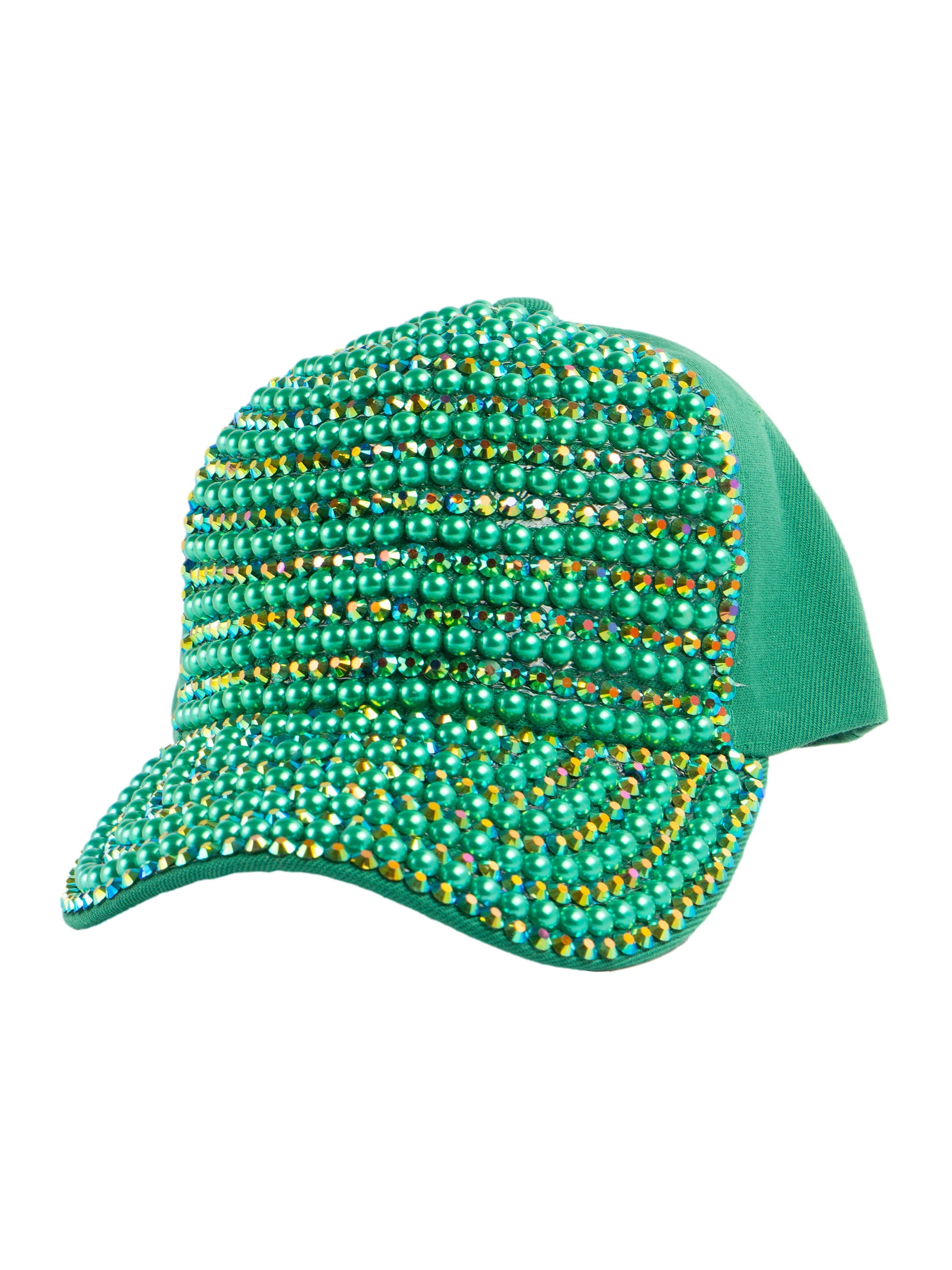 Top Headwear Casquette de Baseball Bling en Perles et Strass - Vert