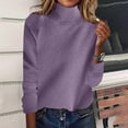 thumbnail image 2 of Chbgutlmr Chandails pour Femmes Raglan à Manches Longues Col Montant Ample Décontracté Chandail à Enfiler Automne Hiver Col Roulé Hauts Chandail, 2 of 6