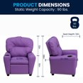 thumbnail image 3 of Contemporary Lavender Vinyl Kids Recliner with Cup Holder, 3 of 9