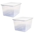 thumbnail image 1 of HOMZ Contenants de Rangement en Plastique Transparents Empilables de 56 Pintes, Couvercle Blanc, Lot de 2, 1 of 7