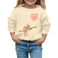 thumbnail image 1 of PMVFHDE Chandails à Col Rond Fille Automne et Hiver Saint-Valentin à la Mode et Intéressant Imprimé Chiot Chandail à Capuchon pour Enfants Beige, 5-6 Ans, 1 of 4