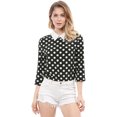 thumbnail image 1 of INSPIRE CHIC Chemisier pour Femme à Col Peter Pan Contrastant Manches 3/4 Blouse Chemises TG Noir, 1 of 1