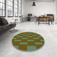 thumbnail image 4 of Ahgly Company Tapis de Zone Rond d'Intérieur Lavable à la Machine, Style Transitionnel, Vert Oignon Vert, 3 Pieds Rond, 4 of 7