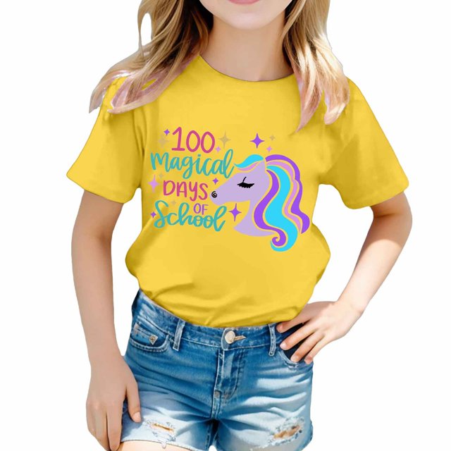 TZEWGL Chemise Mignonne pour Fille Garçon Imprimé Col Rond Manches Courtes Ample pour Bébés Taille 12-13T