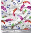 thumbnail image 1 of Soimoi Velvet Fabric Flowers & Feather Print Fabric by Yard 58 Inch Wide, 1 of 3