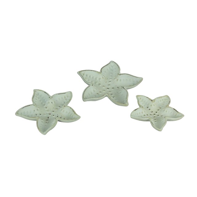 Plat Décoratif Étoile de Mer en Fonte Blanche Vieillie 3 Pcs