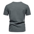 thumbnail image 4 of Penkiiy T-Shirts Henley à Manches Courtes Décontractés d'Été pour Hommes, Patte de Boutonnage, T-Shirts Unis à Col Rond, m Gris Foncé, 4 of 5