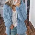 thumbnail image 2 of Womens Fuzzy Fleece Jackets 2023 Clearance Solid Zipper Sharpa Coat Fall Winter Warm Thick Hooded Jacket with Pockets, 2 of 6