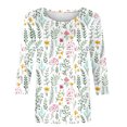 thumbnail image 4 of Blouses à Manches 3/4 pour Femmes Mode T-shirt Imprimé Mi-Long Blouse à Manches 3/4 Col Rond Hauts Décontractés Hauts à Manches 3/4 pour Femmes Grande Taille en Liquidation, 4 of 4
