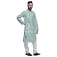 thumbnail image 2 of Atasi Button Down Asymmetric Printed Long Sleeve Rayon Kurta Pyjama Set, 2 of 4