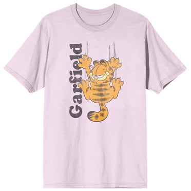 Garfield Classic Cat Cartoon Mens Vintage Pink Graphic Tee Shirt-XL