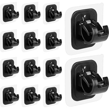 14PCS No Drill Curtain Rod Brackets No Drilling Self Adhesive Curtain Rod Holder Hooks Nail Free Adjustable Curtain Rod Hooks Curtain Hangers for Bathroom Kitchen Home Bathroom and Hotel