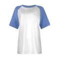 thumbnail image 3 of Womens Summer Raglan T-Shirts Color Block Plus Size Baseball Tees Casual Short Sleeve Loose Pullover Light Blue, L, 3 of 5