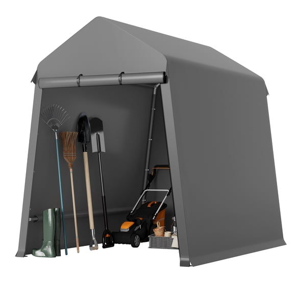 Heavy Duty Outdoor Storage Outdoor Storage Unit Carport – Waterproof Portable Garage Shelter with Roll-Up Zipper Doors and Vents – Multi-Purpose for Motorcycle, ATV, Bike, Garden Tools – Grey