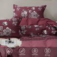 thumbnail image 4 of wqlpp-Red Floral Duvet Cover Boho Style Full Size Microfiber Duvet Cover Botanical Flower Bedding Set 3 Pcs 1 Duvet Cover with Zipper Ties 2 Pillow Shams, 4 of 4