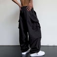 thumbnail image 4 of Mens Casual Waist Color Phone Pocket Pants Sports Hat Multi Woven Work Pants Cargo Pocket Foot Rope Solid Cargo Pants Relaxed Fit Pants Street Cargo Tie Pocket Pants Men Mens Cargo Pants, 4 of 9