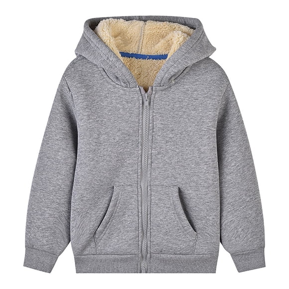 Splozh Boys Girls Plain Hoodies Children Comfortable Fleece Sweater Jacket Fashionable Solid Color Hooded Fleece Sweater Jacket Grey,3-4 Years