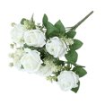 thumbnail image 1 of Meitianfacai Bouquet Simulé de Fleurs de Décoration pour la Maison Bouquet de Roses Simulé de Petits Guidons de Roses, Blanc, 1 of 7