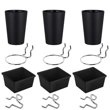 6 Sets Pegboard Bins Pegboard Cups with Hooks, Pegboard Hooks Assortment, Hooks for Pegboard Cup Holder for Organizing