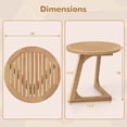 thumbnail image 3 of Costway 2 PCS Teak Wood Side Table Round Sofa End Table with Slatted Tabletop Nightstand, 3 of 10