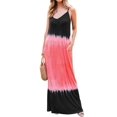 thumbnail image 1 of Women Colorblock Gradient Sleeveless V Neck Sling Maxi Dress, 1 of 1