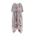 thumbnail image 4 of Heisall 2026 Printemps Été Bohème à Imprimé Floral Robe Maxi en Lin Col en V Manches Chauve-Souris Caftan Ample Robes avec Poches, 4 of 7