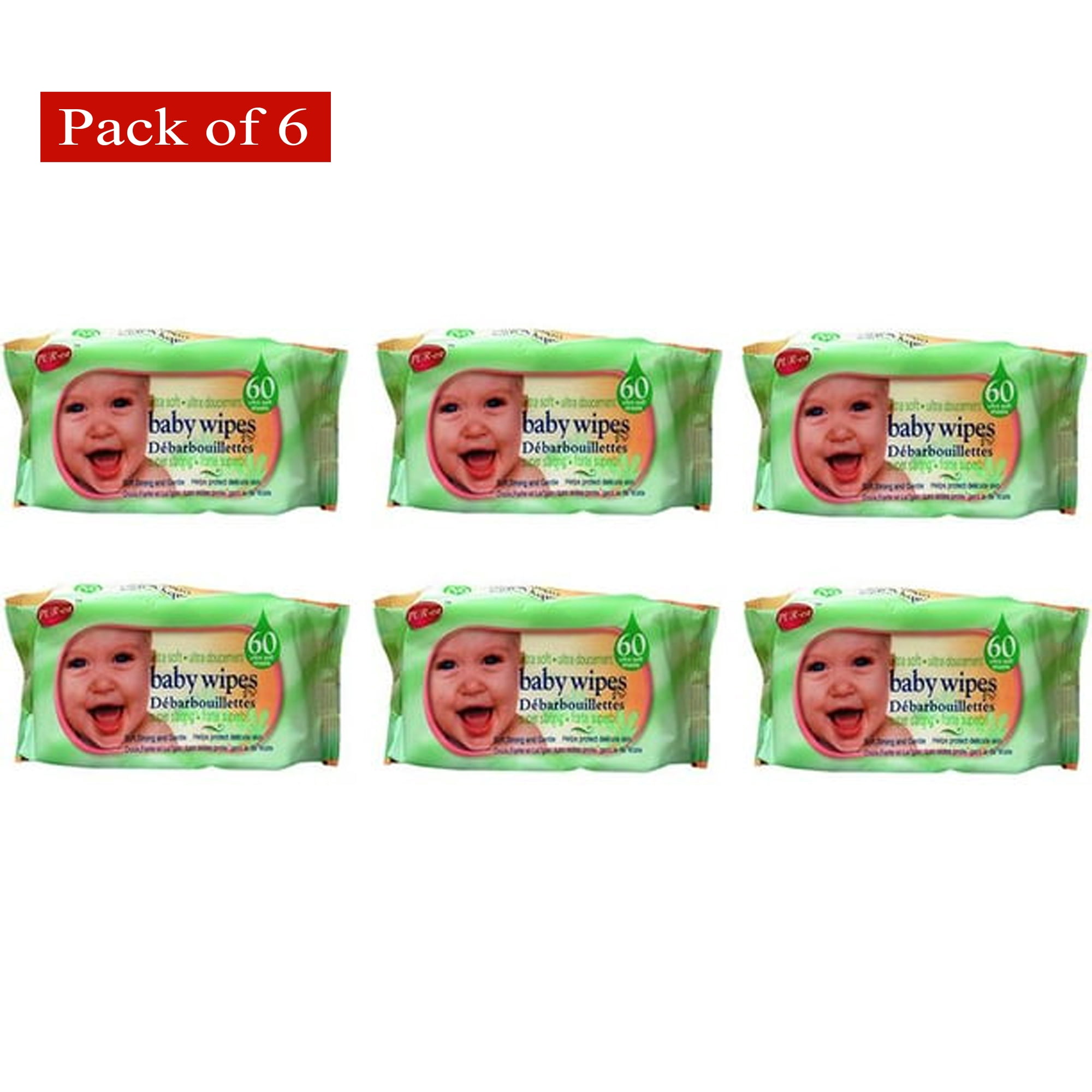 Ultra Soft Baby Wipes 60 In 1 Pack (Pack of 6) By Purest