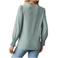 thumbnail image 4 of IROINNID en Solde Polyester T-Shirt à Manches Longues pour Femmes Confortable Col Rond Profond Uni Blouse Chemise Haut, Vert, 4 of 4