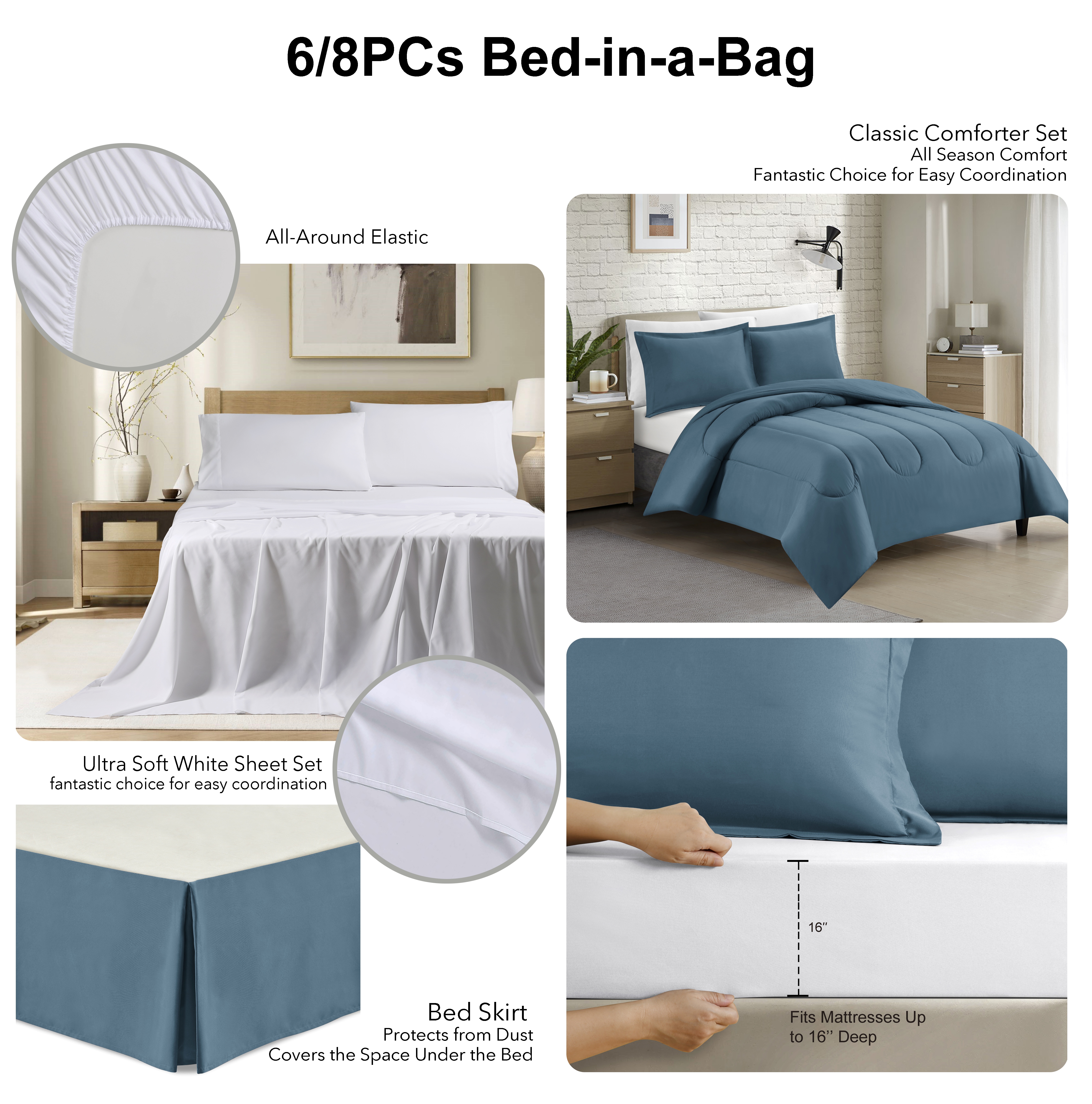 Ensemble de literie complet de luxe Swift Home, toutes saisons, taille simple/Twin XL