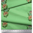 thumbnail image 2 of Soimoi Poly Georgette Fabric Leaves & Floral Block Print Sewing Fabric Yard 52 Inch Wide, 2 of 3