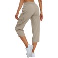 thumbnail image 4 of Mohiass Pantalon Capri Cargo pour Femme Randonnée Léger Séchage Rapide Été Extérieur Décontracté Voyage avec Poches Kaki P, 4 of 4