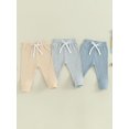 thumbnail image 2 of Faithtur Toddler 3 Piece Long Pants Winter Baby Solid Color Slim Fit Ribbed Bottom Infant Knitted Pull-Up Pants, 2 of 9