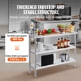 thumbnail image 3 of VEVOR Table de Préparation des Aliments en Acier Inoxydable, Table de Travail de Cuisine Commerciale 14 x 48 x 34 Pouces, avec 2 Tablettes Inférieures Ajustables, Table de Préparation Robuste Table de Travail en Métal pour BBQ, Cuisine, Maison et Garage, 3 of 9