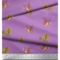 thumbnail image 2 of Soimoi Purple Modal Satin Fabric Tree & Animals Dots Fabric Prints By Yard 42 Inch Wide, 2 of 5