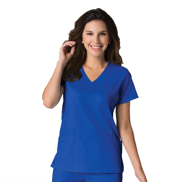 EON Women's COOLMAX V-Neck Mesh Panel Solid Scrub Top