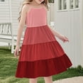 thumbnail image 5 of NJDVHB Robe d'Été pour Tout-Petit, Robe de Plage pour Fillette, Robe de Fête pour Fille, Robe d'Été Boho à Bretelles Décontractée Sans Manches à Étages Style Camisole pour Fillette, Rouge, 120, 5 of 5