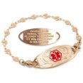 thumbnail image 1 of MedicEngraved Rose Gold Stainless Steel Custom Medical Alert Bracelet - 5mm Heart Link, 1 of 7