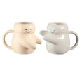 thumbnail image 1 of Mainstays Cream/Grey Sculpted Hug Ceramic Mug Set, 16 oz, 2 Piece, 1 of 8