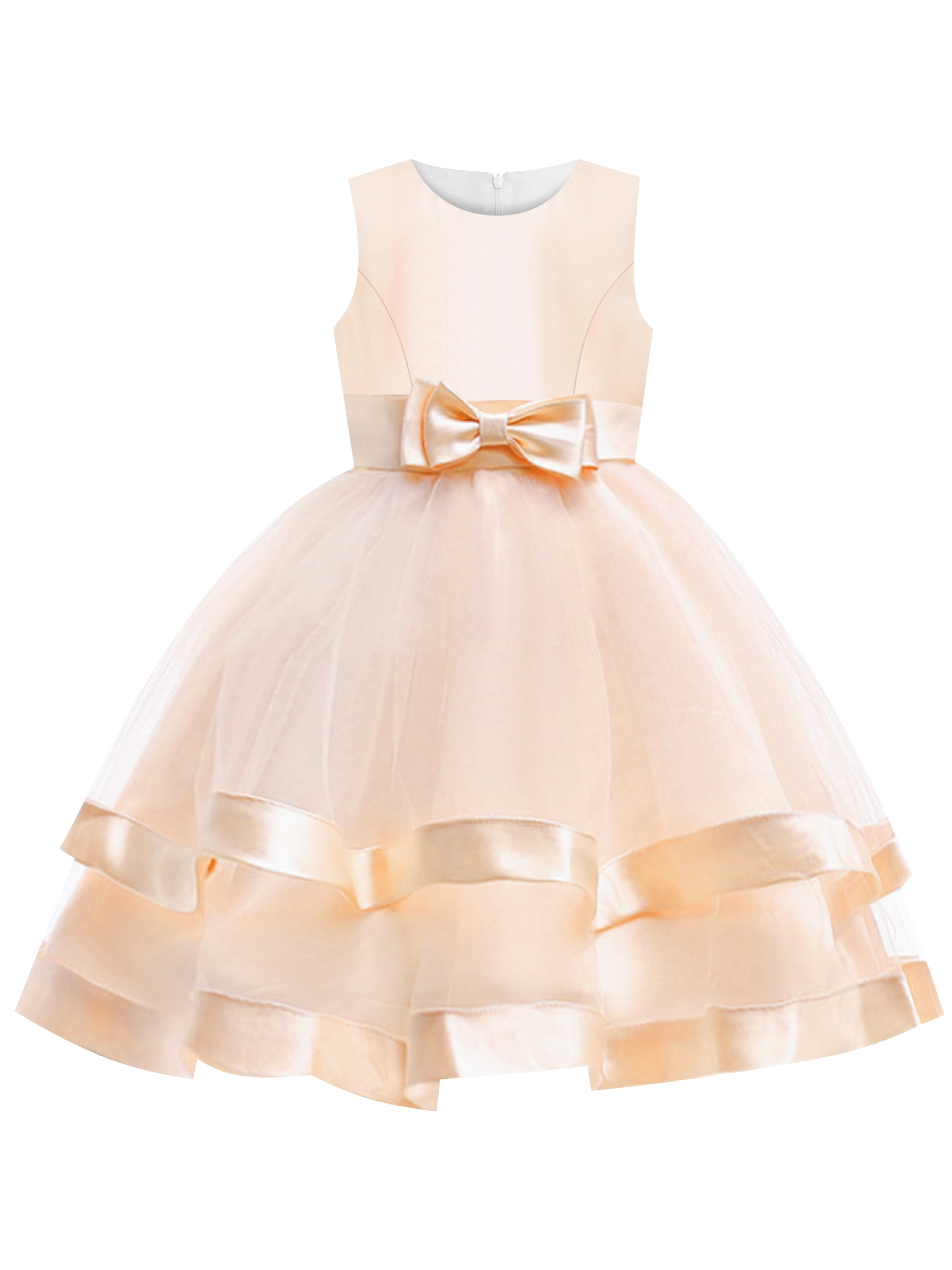 Girls Dress Sleeveless Champagne Ball Gown Wedding Party Pageant 12 Years